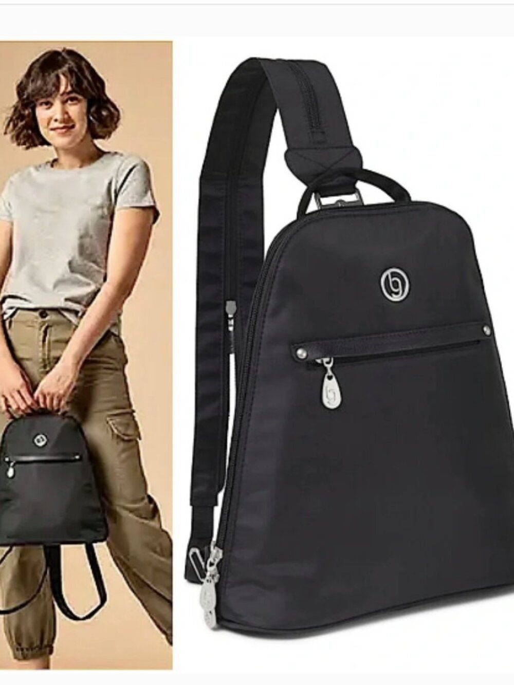 Baggallini Memphis Convertible Backpack Water Resistant RFID Protection Black